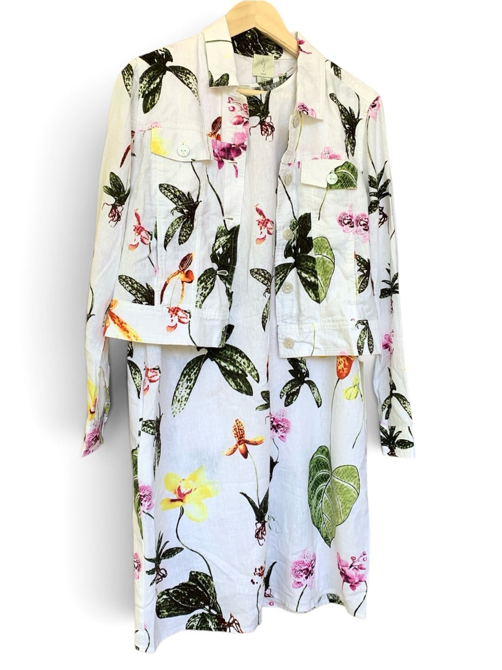 Joie Linen Blend Matching Set Dress & Jacket Orchid Floral